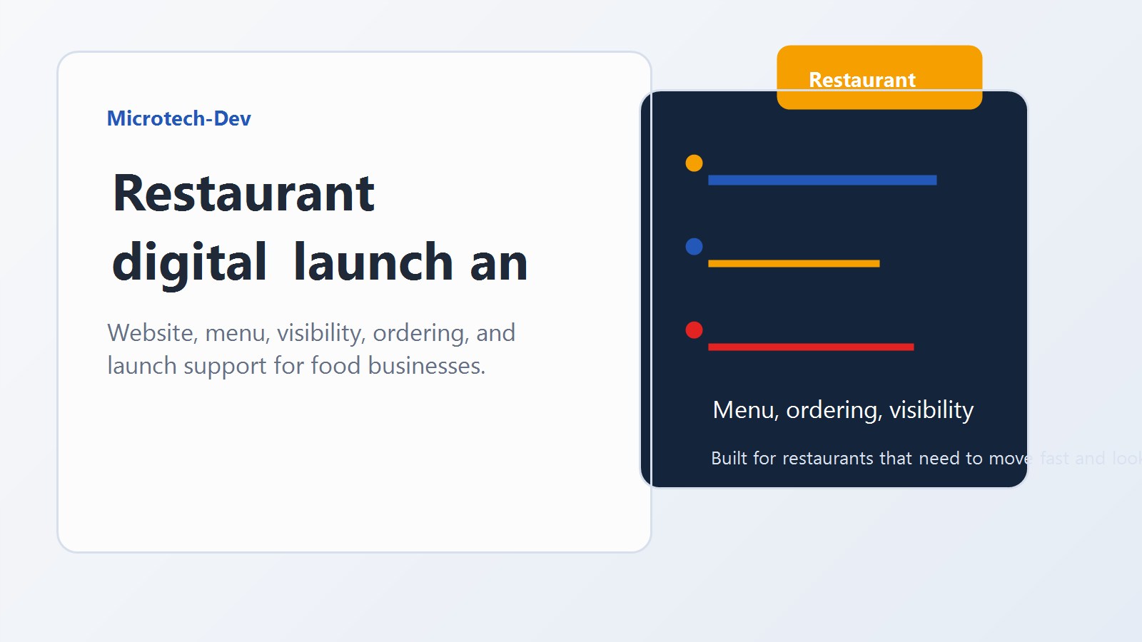 Restaurant digital launch and ordering support